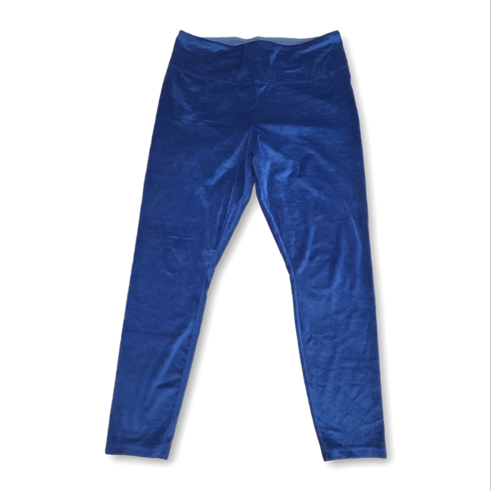 Woman with Control by Renee Greenstein Blue Corduroy Leggings